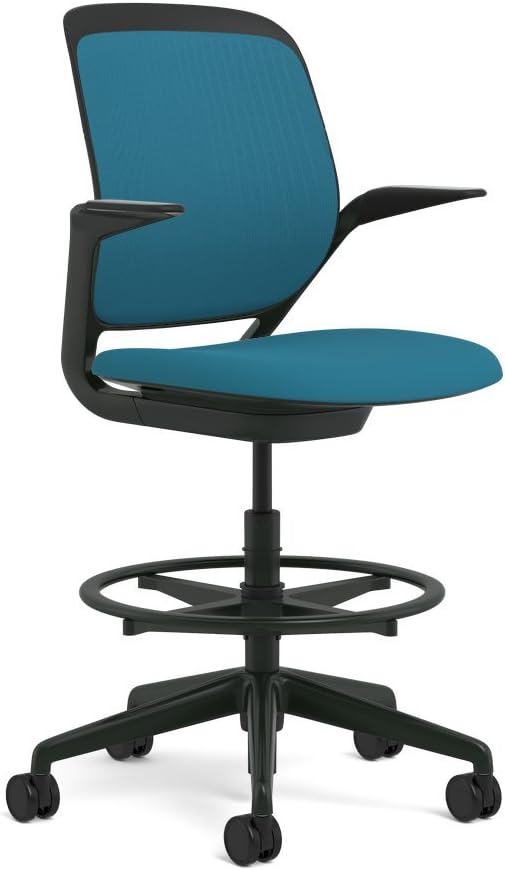 Steelcase Cobi Fabric Stool, Blue Jay