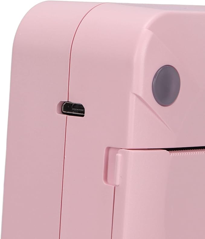 Tyenaza Mini Printer 200DPI Thermal Paper Ergonomic Design Rechargeable Battery Safe Stable Portable Printer for Home Office (Pink)