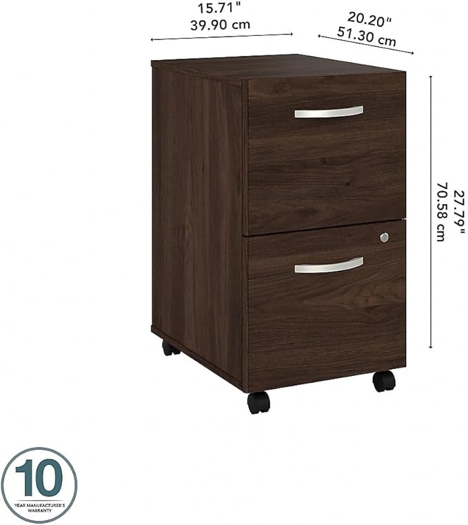Bush Business Furniture Hybrid 2 Drawer Mobile File Cabinet in Black Walnut - Assembled