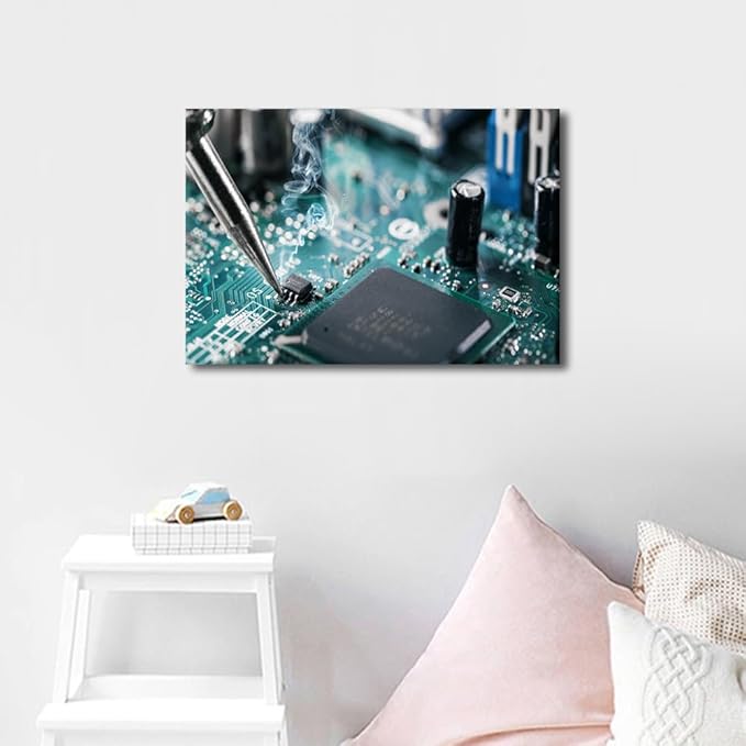 Canvas Wall Art Ready to Hang Cutting Machine Wall Painting Machine Tool Pictures Wall Decor for Bedroom Aesthetic Framed Canvas Art 1 Panel Artwork for Walls Posters & Prints, 12" x18"
