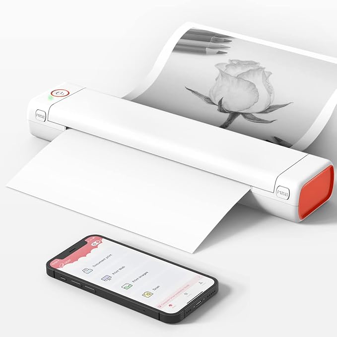 Phomemo Portable Printers Wireless for Travel with M08F Bag, Thermal Tattoo Stencil Printer for Office, Home, Business, M08F-Letter Bluetooth Compact Printer for 8.5" X 11" Size