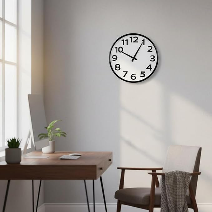 20 Inch Large Wall Clock - Big 3D Numbers Easy to Read, Battery Operated Silent Non-Ticking, Analog Quartz Round Clock