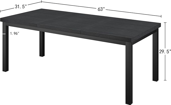 63 x 31 Inch Large Computer Desk, Modern Office Desk with Adjustable Feet, Gaming Desk with Deep Desktop, Study Writing Table for Home Office, Work from Home, Easy Assembly, Black