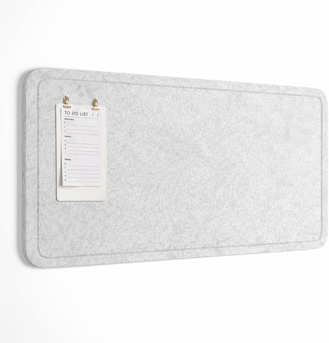 Orelle Felt Bulletin Board | 35 x 18” | Foldable Peel and Stick Felt Board for Wall | Alternative Cork Board for Office, Message Board, Kids Art Display | Heather Gray
