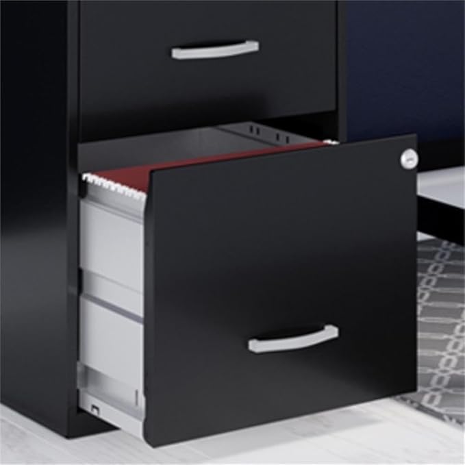 Scranton & Co 2-Drawer Metal File Cabinet, 18" Deep, Painted Steel, Teal/Turquoise Finish, Locking High-Side Drawers for Letter Files, Smooth Glide Suspension, Compact Home or Office Storage Solution