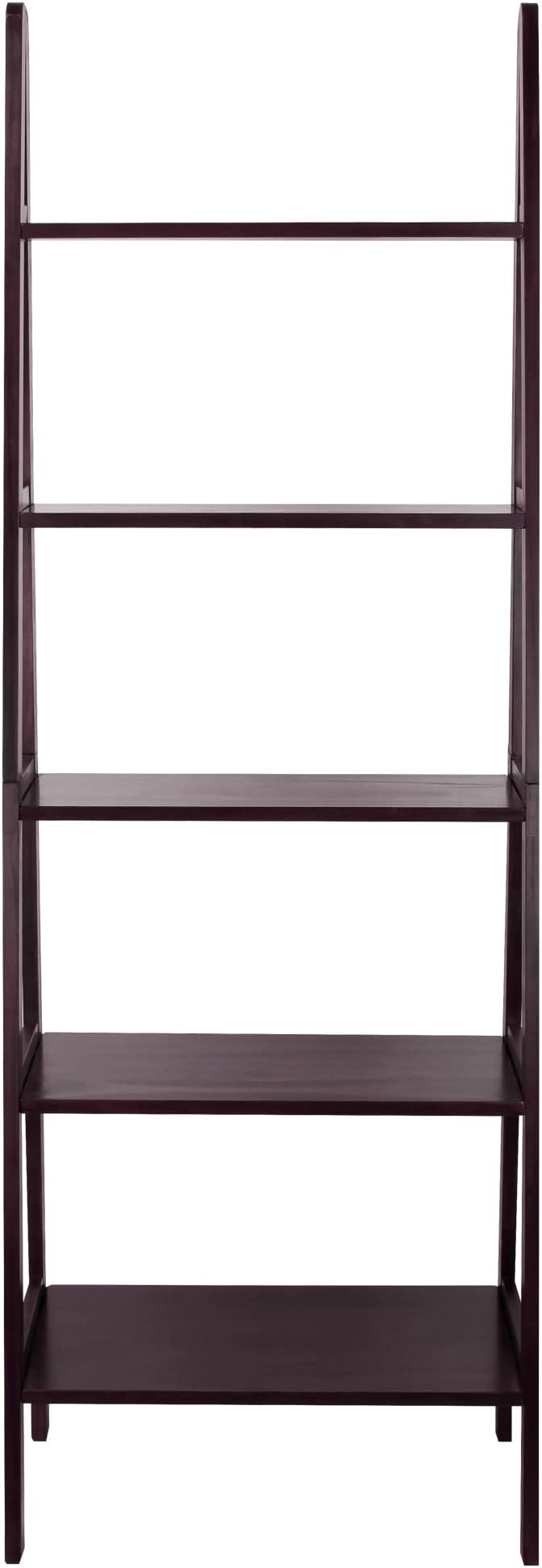 Casual Home 100% Solid Wood 5-Shelf Ladder Bookcase, Standard, 72"H, Espresso
