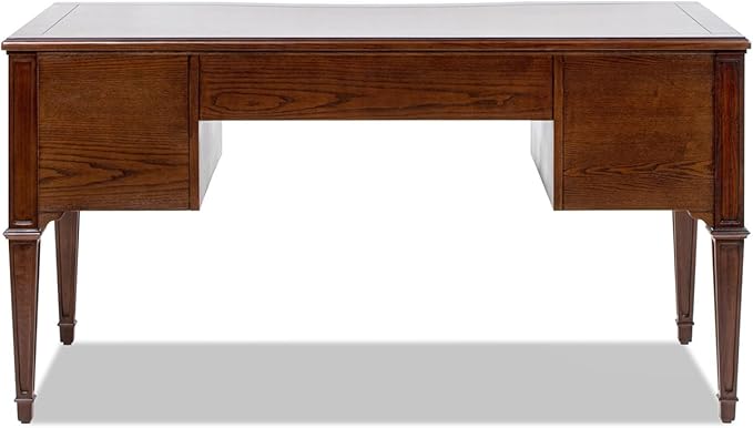 JTH Luxe Dauphin Gold Accent 5-Drawer Wood Executive Desk, Walnut Brown Wood