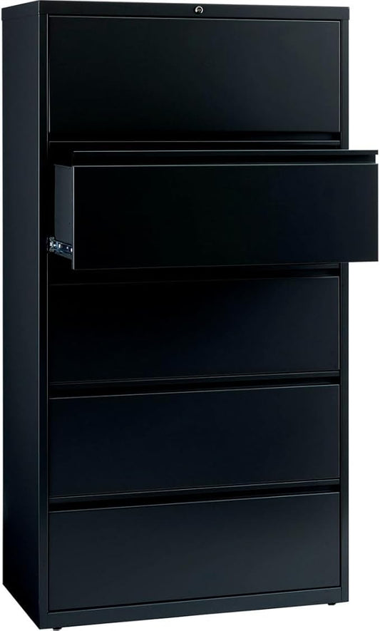 Hirsh Industries 36" Wide Five-Drawer Lateral File - Black 14992