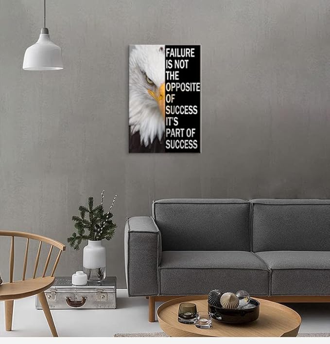 Motivational Canvas Office Print Wall Art Eagle Animal Inspirational Picture Animal Poster Painting Modern Inspiring Artwork Bedroom Living Room Office Decor Frame Ready to Hang[24''W x 36''H]