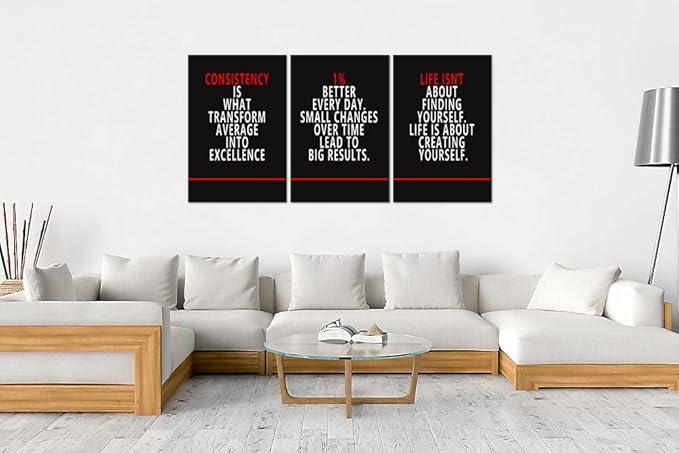 Inspirational Poster Motivational 3 Pieces Wall Art Entrepreneur Quote Canvas Prints Artwork for Living Room Office Modern Home Decor Painting Pictures Stretched and Framed Ready to Hang[72''Wx 36''H]