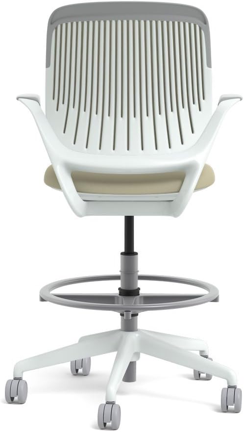 Steelcase White Base with Hard Floor Casters Cobi Stool, Malt