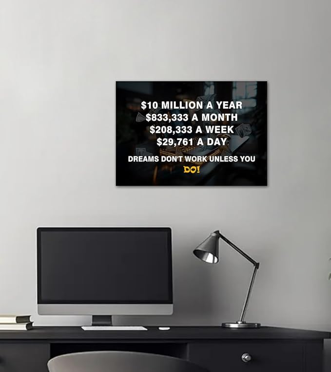 10 Million Dollars a Year Canvas Wall Art Money Breakdown Financial Inspirational Poster Motivational Wealth Goal Wall Decor for Study Living Room Bedroom Office Decoration Easy to Hand 18x24inch