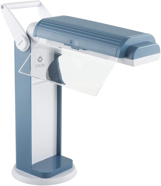 OttLite 13 Watt Magnifier Task Lamp with 2X Magnification and Swivel Base, Dark Blue