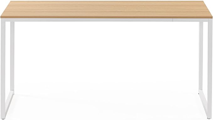 Zinus Jennifer 63 Inch White Frame Desk, Computer Workstation, Office Desk, Easy Assembly, Natural