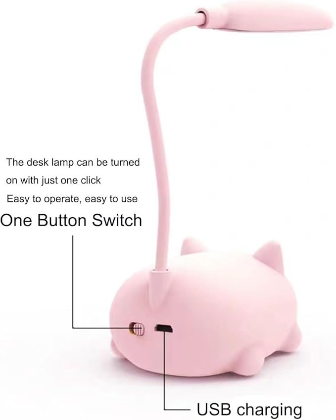 LED Desk Lamp for Kids,Mini Cat Night Light,Cute Cat Foldable USB Rechargeable Reading Light Bedroom Children's Bedside Study (Green)