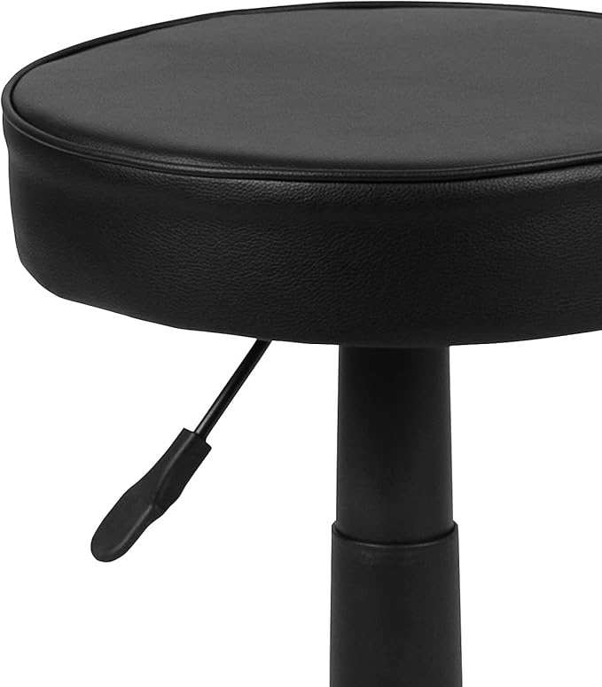 Flash Furniture Baker Black Adjustable Doctors Stool on Wheels with Ergonomic Molded Seat