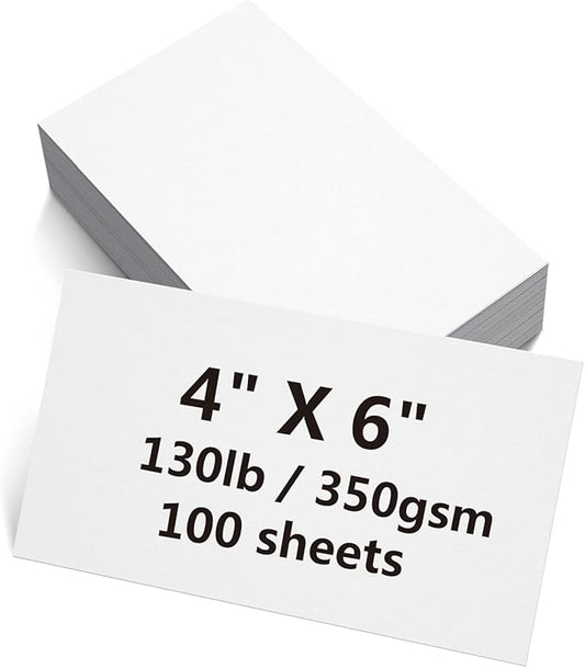 100 Sheets White Cardstock 4" x 6" Thick Paper - Blank Heavy Weight 350gsm Cover Stock paper for Invitations,Stationery Printing,Scrapbooking,Crafts,DIY Cards, Paper Crafting (4x6 Inches)