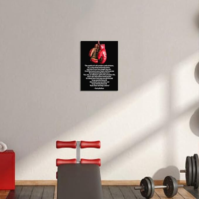 Yatsen Bridge Rocky Balboa Movie Inspirational Quote Wall Art, Boxing Champion Canvas Picture Art Print Modern Sport Motivational Painting Artwork for Gym Bedroom Man Cave Ready to Hang - 12x16 inch