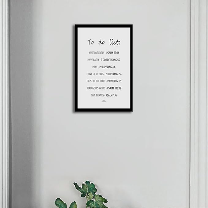 Inspirational Wall Art The Christian To Do List:Psalm,2 Corinthians,Philippians,Proverbs Motivational Faith-Based Poster Positive Quotes for Church Home Indoor Framed Ready to Hang [12" W X 18" H]