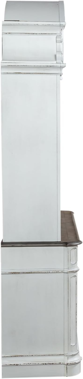 Liberty Furniture Magnolia Manor Filing Credenza & Hutch for Home Office - Antique White & Weathered Bark