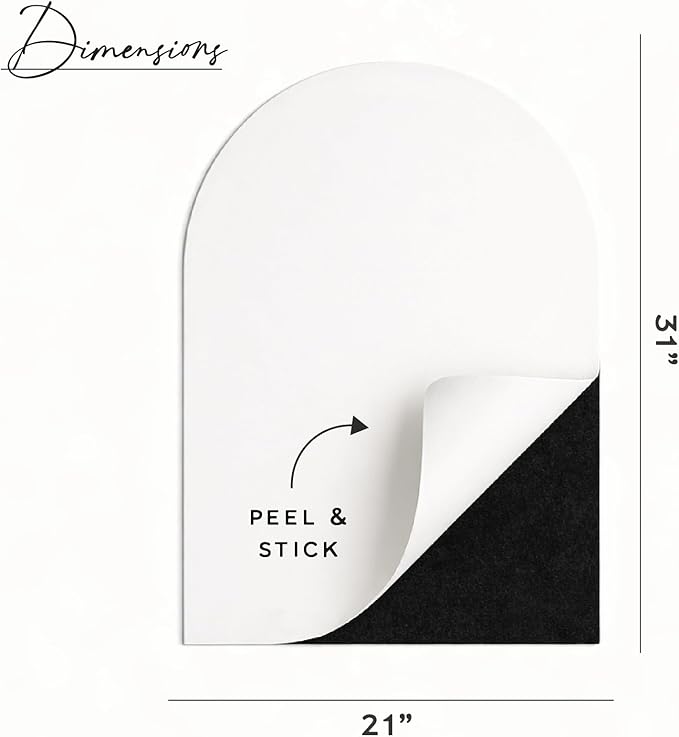 Orelle Fluted Arch Felt Bulletin Board | Foldable Peel and Stick Felt Board for Wall | Aesthetic Arch Pin Boards for Walls, Office, Vision Board, Kids Art Display | 23 x 31”| Black