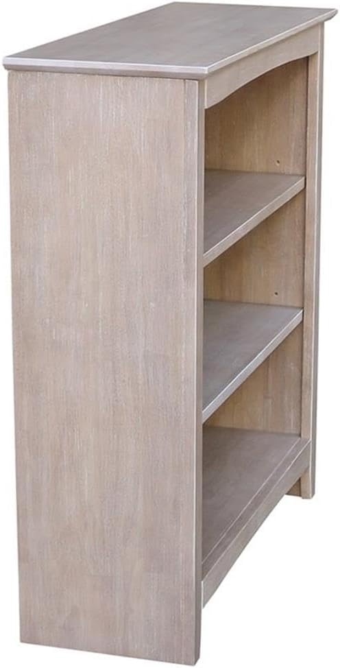 IC International Concepts, Shaker Solid Wood Bookcase, 2 Adjustable Shelves, Solid Real Wood, Sturdy Parawood, Spacious Dimensions 36"H x 28.85"W x 9.84"D, 40 LBS/ Shelf Capacity, Washed Gray Taupe