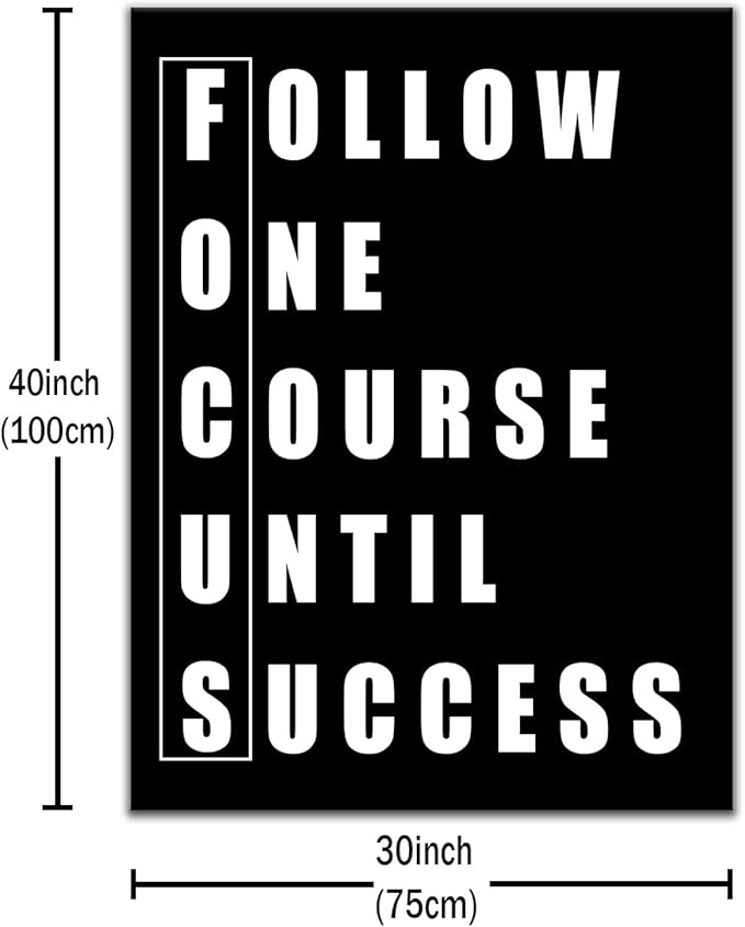 Inspirational Canvas Office Poster Decor Wall Art Motivational Focus Quotes for Men Picture Print Inspiring Theme Painting for Living Room School Office Gym Stretched and Framed [30''Wx 40''H]