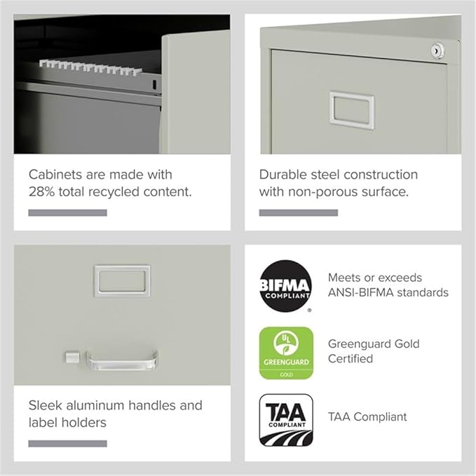 Pemberly Row Set of 6 4-Drawer Letter Width Vertical File Cabinet in Light Gray