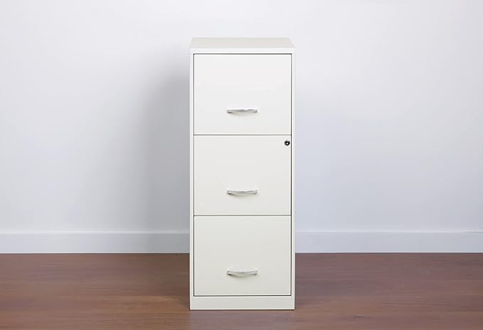3 Drawer Vertical File Cabinet with Lock, Pearl White