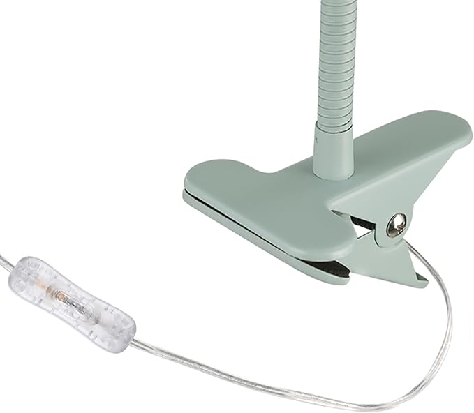 Globe Electric 52302 Carter 15" Clip-Arm Desk Lamp, Matte Teal, Adjustable Gooseneck Arm, in-Line On Off Switch