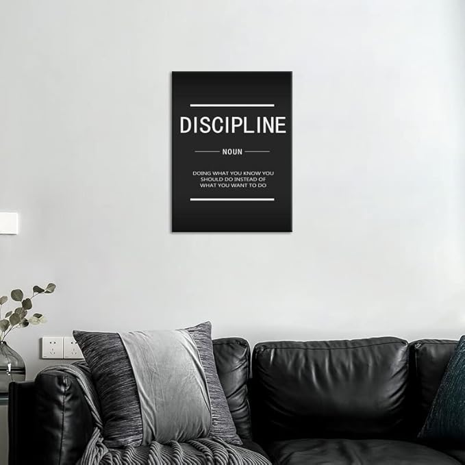 WYJZDZQ8 Inspirational Wall Art Discipline Noun Motivational Posters Modern Home Office Decor Canvas Painting Wall Art Pictures Print Artwork Stretched and Framed Ready to Hang [18" W x 24" H]