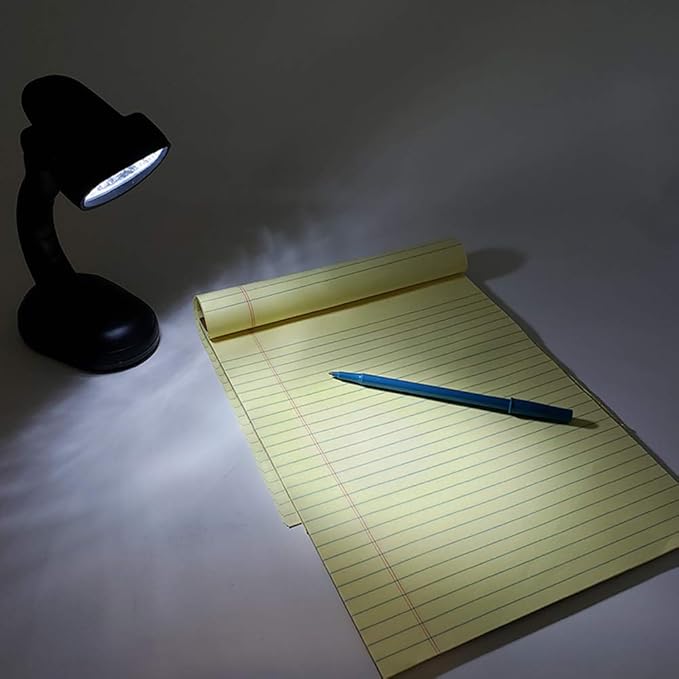 Set of 2 LED Black Desk Reading Lamp and Portable Study Lamp with 12 Led Bulbs and Bright Study Lamp for Work Station Illumination & Emergency Situations and Battery Operated Reading Lights