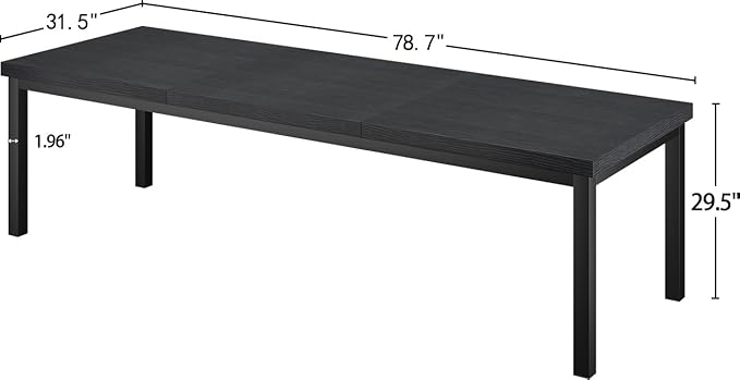 78.7 Inch Large Computer Desk, Modern Office Desk with Deep Desktop, Spacious Gaming Desk for 2 People, Study Writing Workstation for Home Office, Work from Home, Easy Assembly, Black