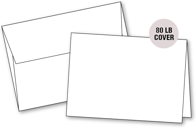 One Jade Lane 5"x7", Blank Cards and Envelopes, Blank White Invitation Cards with Envelopes All Occasions, Scored, Heavy Duty Quality Cardstock, Blank Greeting Christmas Cards Printable. (20 Pack)