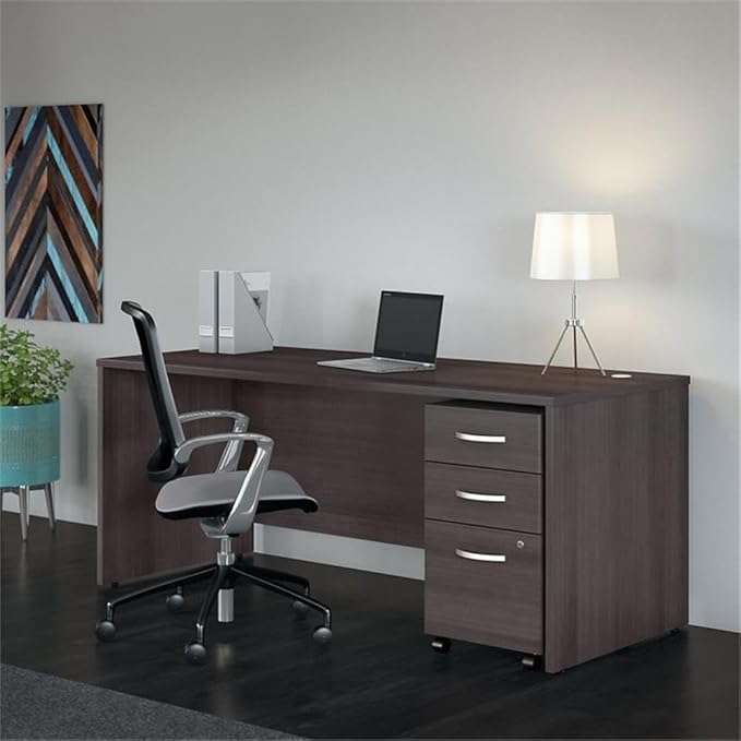 Bush Business Furniture Studio C Office Desk with Mobile File Cabinet, 72W x 30D, Storm Gray