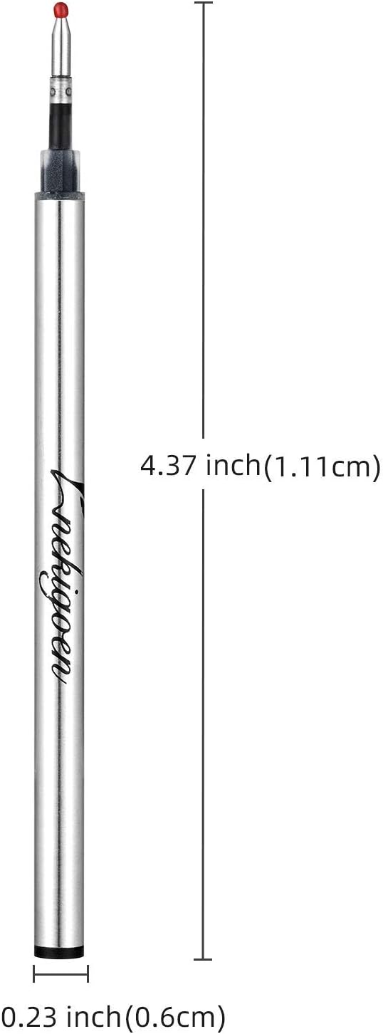 4.37 Inch Rollerball Pen Refills Smooth Writing German Gel Ink Pen Refills Metal Standard Size Fine Point Black Ink 15 Black