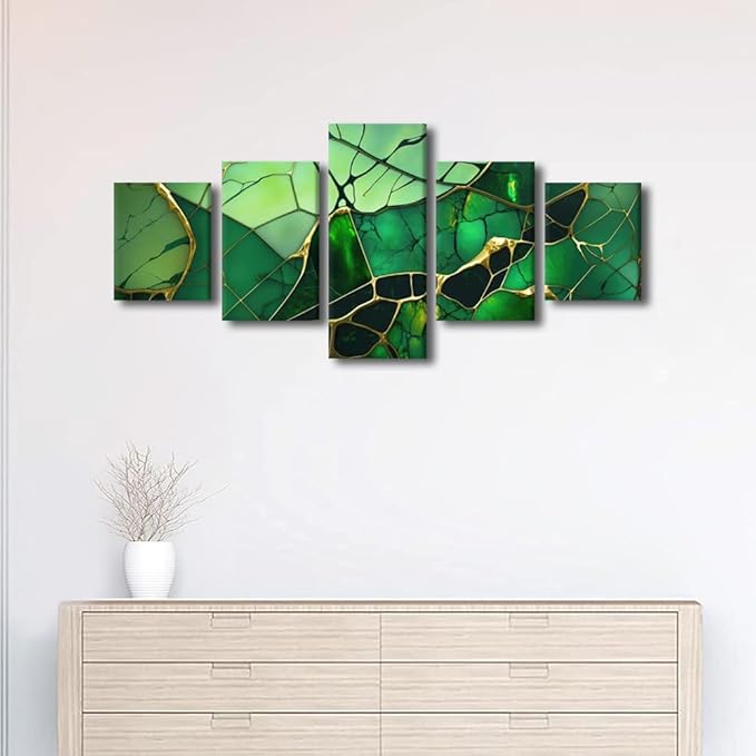 Canvas Wall Art Decor Abstract Canvas Wall Art for Men Stained Glass Window Poster Printing 5 Panel Office Wall Decor for Native Americans Living Room Decor Stretched Ready to Hang 50x24 in