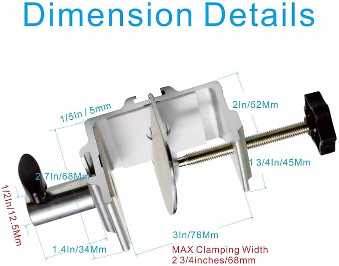 Replacement Clamp for 1/2” Base Magnifying Lamp，Desk Lamp，Magnify Lamp，Swing Arm Lamp，Phone Mount，Ipad Mount，Tablet Holder，Mic Holder (Silver)