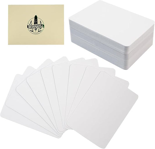 100 Sheets ATC Cards, White 300gsm Acid-Free Cardstock, Approx. 2.5 x 3.5 in Rounded Corner Artist Trading Cards, Double-Sided Blank for Journaling, Scrapbooking, Mixed Media & DIY Crafts