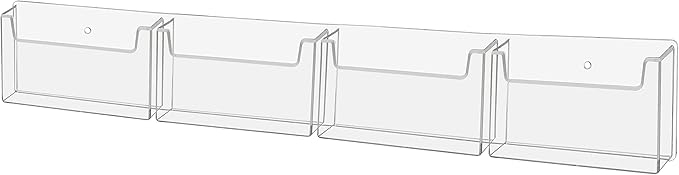 Marketing Holders Postcard Holder 4 Pocket Clear Acrylic Wall Rack with Hanging Hardware Holds 6" x 4" Printed Material Recipe Index Cards Mail Bin Recipe Notepads Messages Distribution