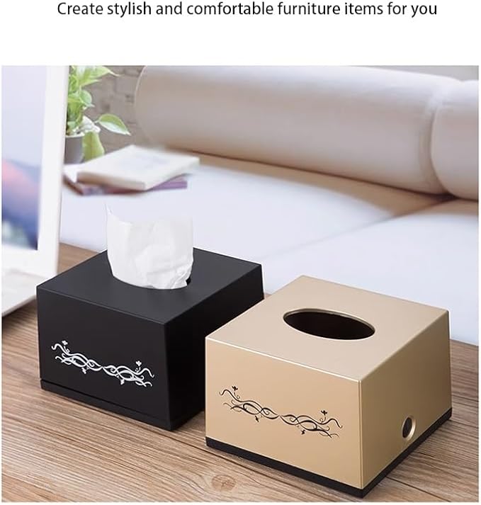 Stylish Tissue Box Multifunctional Tissue Box Tissue Box Cover with Storage Tissue and Remote Control Holder for Home Office Desk Bedroom Modern Tissue Box (Color : Pink, Size : B) (Gold large)