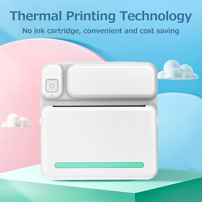 Portable Pocket Size Wireless BT Thermal Printer Simple Operation Support Photo Notes Errors Text Memo Printing Pink for Office Home (Green)
