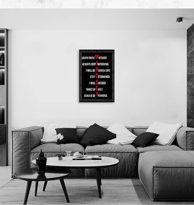 Mindset Poster Motivational Canvas Office Print Wall Art Inspirational Mindset Definition Picture Painting Modern Inspiring Artwork for Home Living Room Office Decor Ready to Hang[24''W x 36''H]