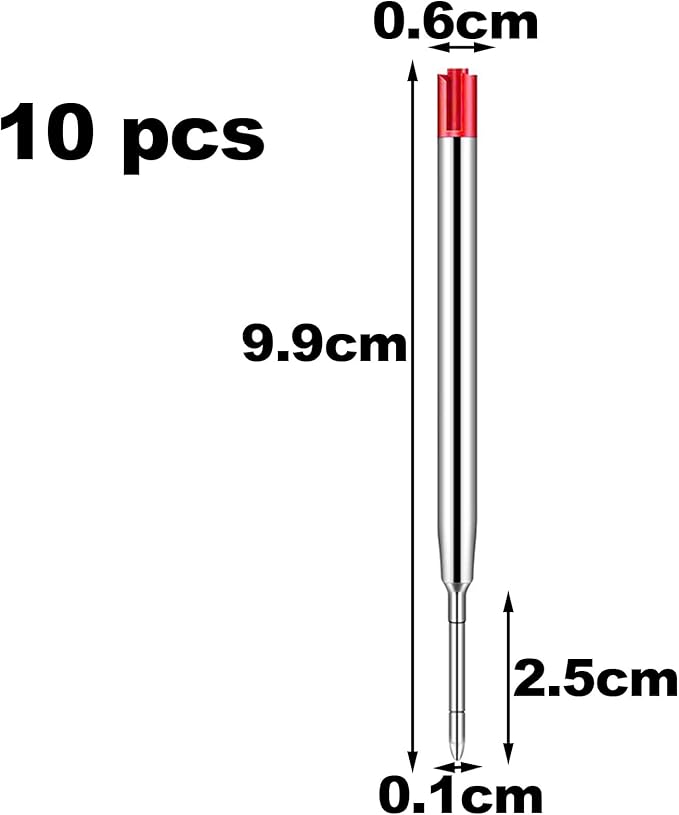 Pack of 10 Replaceable Ballpoint Pen Refills, G2 Gel,1mm Medium Point,Twist Pen Refill,Ball Point Pen Refills,Red Ink Refills