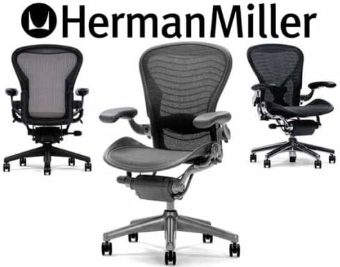 Aeron Chair by Herman Miller with PostureFit, Highly Adjustable Classic Carbon, Graphite Size B Medium Posture Fit