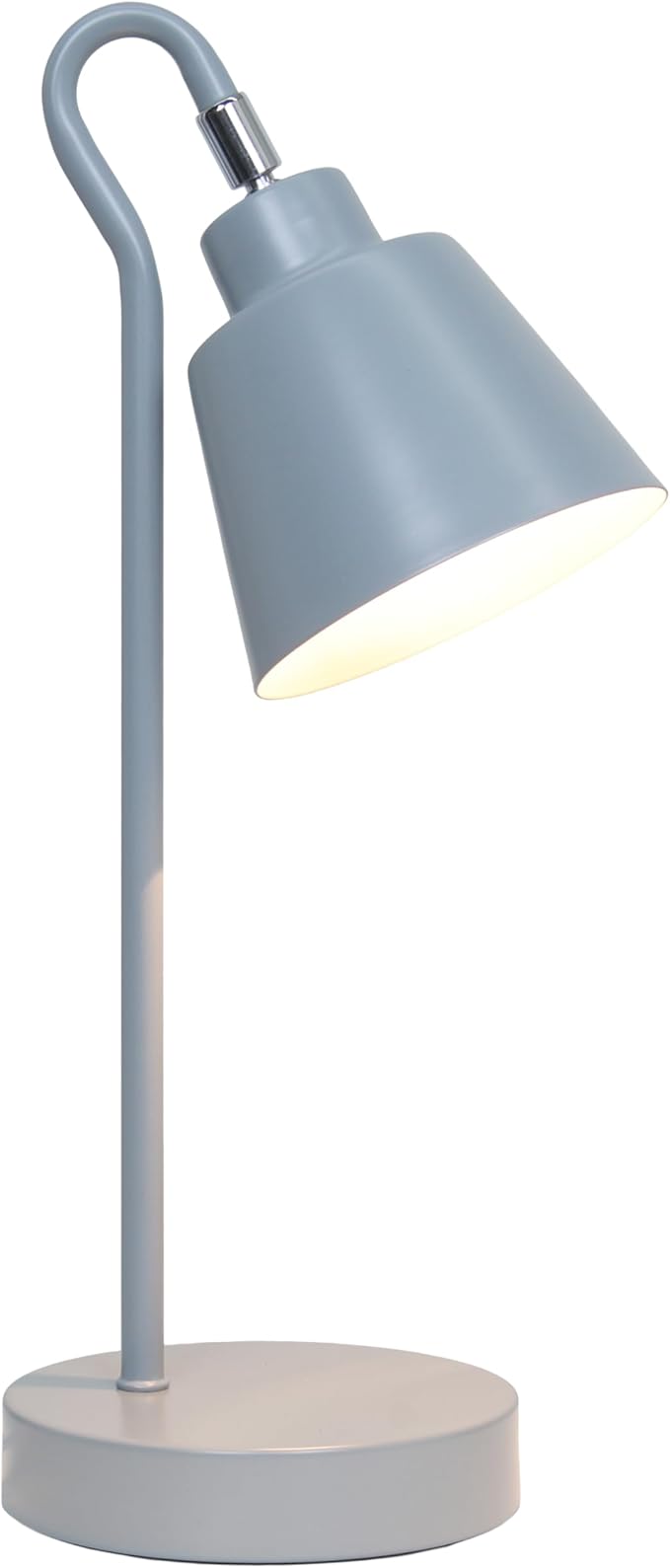 Simple Designs LD1079-GRY 16" Sleek Essentials Metal Looped Desk Task Lamp with Adjustable Shade, for Office, Desk, Nightstand, Dorm, Gray