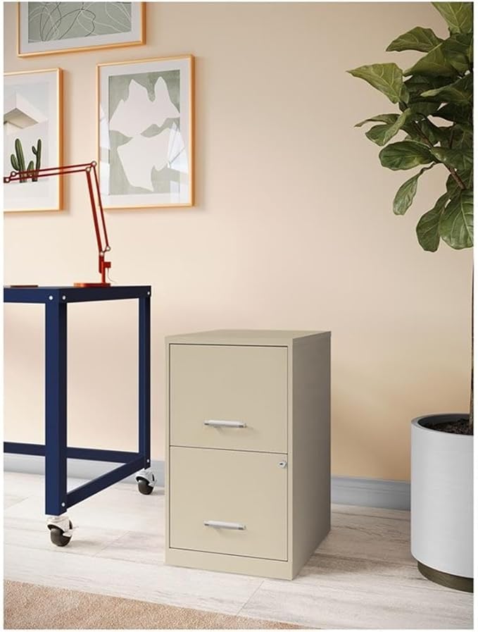 Scranton & Co Set of 2 18" D 2-Drawers Metal File Cabinet in Putty/Beige