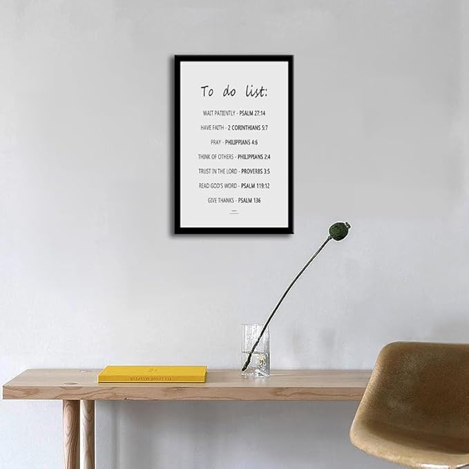 Inspirational Wall Art The Christian To Do List:Psalm,2 Corinthians,Philippians,Proverbs Motivational Faith-Based Poster Positive Quotes for Church Home Indoor Framed Ready to Hang [12" W X 18" H]