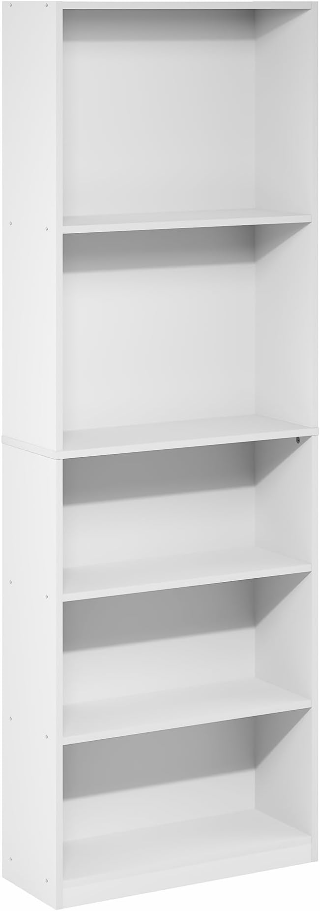 Furinno Jaya Book Shelf, 5-Tier Tall Book Shelf, Bookcase with Open Shelving, Standing Bookshelf, 9.5 x 24.6 x 71.1, for Organization and Storage, for Home Office, Living Room, White
