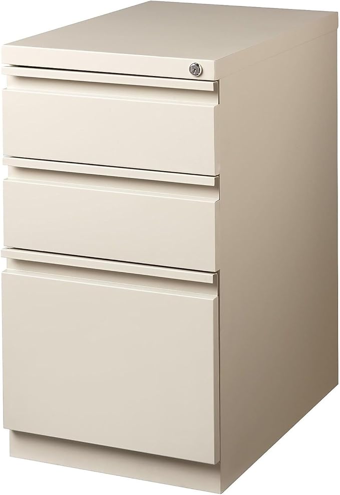 STAPLES Mobile Pedestal File Cabinet with Wheels, 3-Drawer, Putty